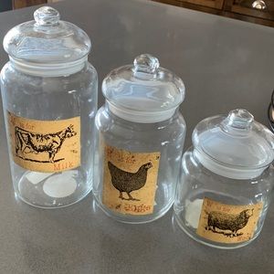 Farm canister set.  Great for pantry or bathroom